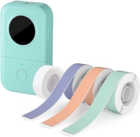 D30 Label Maker with Continuous Label Tapes - 3 Rolls Black on Green, Purple, Orange Tape, Bluetooth Label Maker, Portable Smart Phone Handheld Sticker Mini Labeler Inkless Rechargeable, BPA-Free