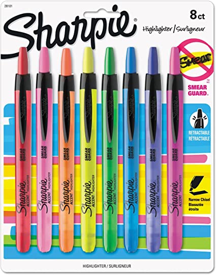 Sharpie Smear Guard Retractable Highlighters