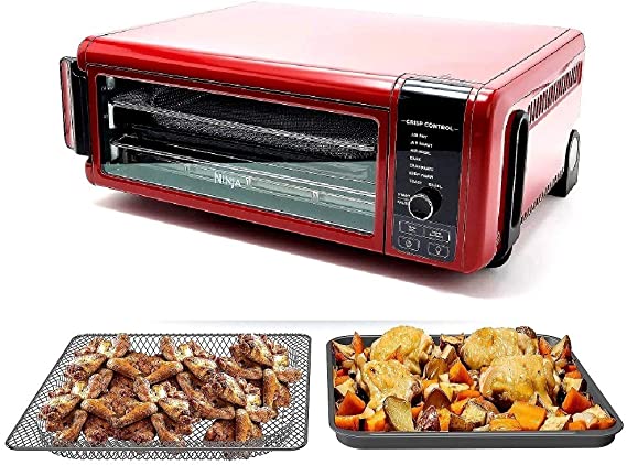 Ninja SP101 8-in-1 Air Fry Large Toaster Oven Flip-Away for Storage Dehydrate Keep Warm 1800w XL Capacity- Renewed- RED