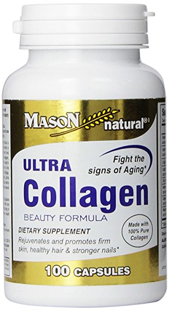 Mason Vitamins Ultra Collagen Beauty Formula Made with 100% Pure Collagen Capsules, 100-Count Bottle