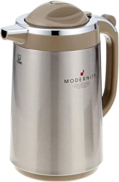 Tiger Vacuum Insulated Thermal Carafe Handy Jug, Stainless Steel Brown, Made in Japan (1.02L PRT-S100)