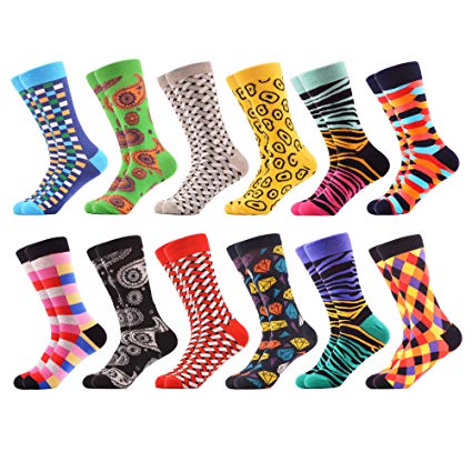 WeciBor Men's Dress Cool Colorful Fancy Novelty Funny Casual Combed Cotton Crew Socks Pack