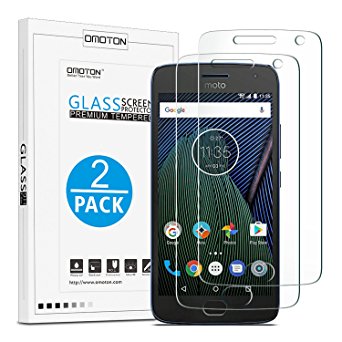 Moto G5 Plus Screen Protector, [2 Pack] OMOTON Tempered Glass Screen Protector with [Scratch Resistant] [Crystal Clear] [Easy Installation] [Bubble Free] for Motorola Moto G Plus 5th Gen [5.2 Inch]