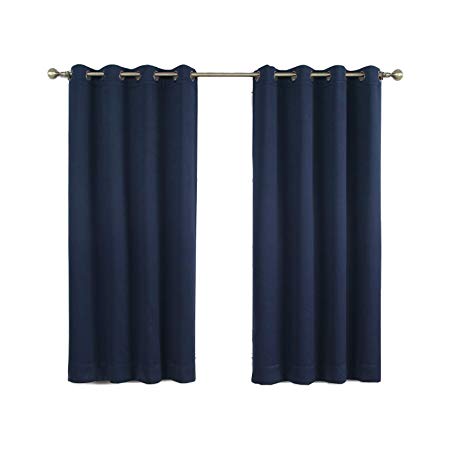 Moonen 99% Blackout Curtain for Bedroom Thermal Insulated Noise Proof Microfiber Heavy Silky Textured Darkening Grommet Top Drapes (2 Panels Set, Black, 52x84 Inches)