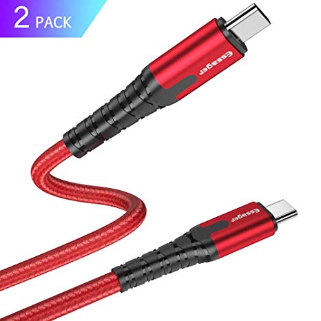 Essager USB C to USB C Cable 3A 2-Pack (6.6ft 3.3ft)Type C PD Quick Charge Charging Fast Data Transmission Cord Compatible with Galaxy S9 S10, iPad Pro 2018, Google Pixel, Huawei, MacBook Oneplus 7 Pr