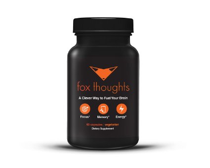 Fox Thoughts - The Worlds Most Advanced Brain Supplement - Supports Focus Alertness Mental Clarity Concentration and Energy 60 Capsules