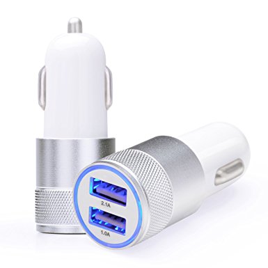 2Pack Car Charger, CCLV 3.1A Dual USB Port Rapid Car Charger Auto Adapter for iPhone 6s Plus, 6 Plus, 5S, iPad, Tablet, Samsung Galaxy S6, HTC, Sony and Other USB Device (Silver)