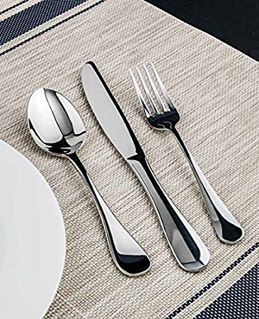 Winco Elite 3 Dozen Flatware Set, 18-0 Stainless Steel Classic Old-Fashioned Dinner Spoons (Dozen Pack), Dinner Forks (Dozen Pack) and Dinner Knives (Dozen Pack), 36-Piece Set