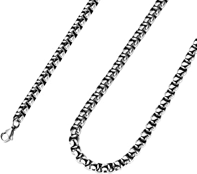 SANNYRA 2mm-7mm 16-38In Stainless Steel Rolo Chain Necklace Crude Chain Necklace for Men Women Jewelry