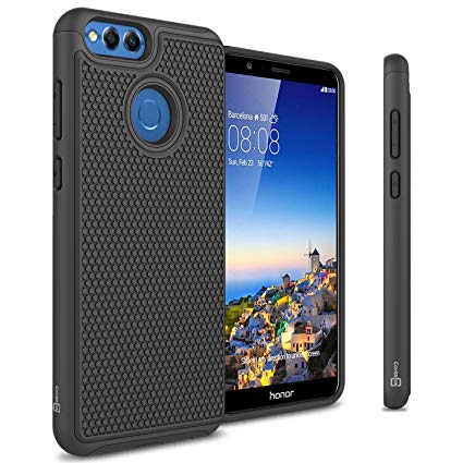 Huawei Honor 7X Case, CoverON HexaGuard Series Protective Hybrid Dual Layer Phone Cover - Black