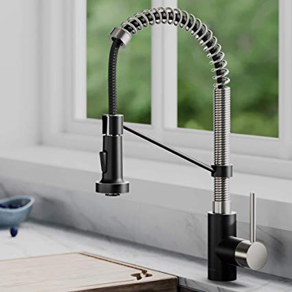 Kraus KPF-1610SFSMB Bolden Kitchen Faucet, Spot Free Stainless Steel/Matte Black