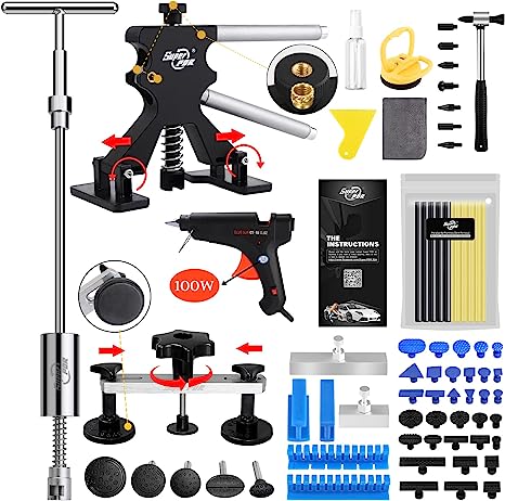 Fly5D 75Pcs Paintless Dent Repair Tools with Powerful Suction Cup and Sunken Pull Row Repair Tools Repairs 99% of Dents on Car Body for Repairing Big Dents, Small Dents, Dings and Hail Damage