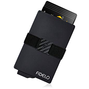 FIDELO Minimalist Wallet for Men - Slim Credit Card Holder RFID Mens Wallets and Leather Case