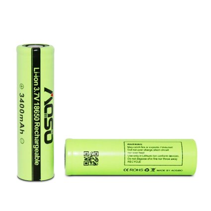 2 X Aosibo(AOSO) 18650 ICR 3.7V 3400mAh Protected Rechargeable Li-ion Batteries