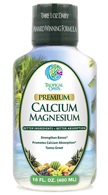 Liquid Calcium Magnesium - Natural Formula w/Support for Strong Bones - Liquid Vitamins w/Calcium, Magnesium & Vitamin D - up to 96% Absorption by The Body. - 16oz, 32 Ser