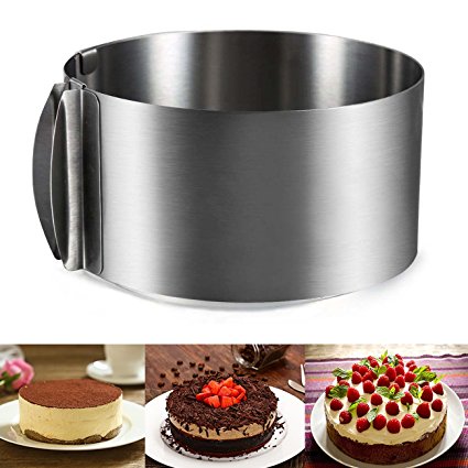 J&P Home Stainless Steel Adjustable Round Cake Ring Mold Mousse Mold, 6 Inch to 12 Inch