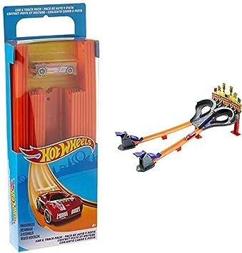 Hot Wheels Track Builder Straight Track with Car & Hot Wheels Super Speed Blastway Track Set [Amazon Exclusive]