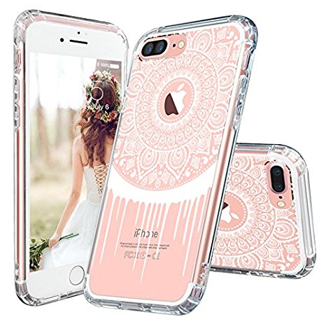 iPhone 7 Plus Case, iPhone 7 Plus Clear Case, MOSNOVO White Henna Mandala Clear Design Case with Transparent Hard PC Back Plate and Flexible TPU Gel Bumper Case for Apple iPhone 7 Plus (5.5 Inch)