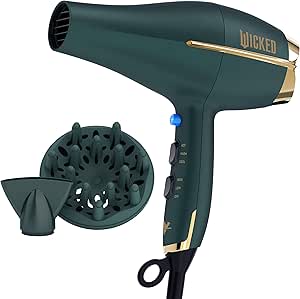 Wicked Elphaba Hair Dryer with Diffuser from Conair | INFINITIPRO by CONAIR Hair Dryer with Ceramic Technology | Includes Diffuser and Concentrator