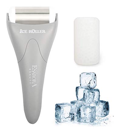 Ice Roller, ESARORA Ice Roller for Face & Eye, Puffiness, Migraine, Pain Relief and Minor Injury, Skin Care Products with 2 Roller (1 Plastic Roller & 1 Stainless Steel Roller)