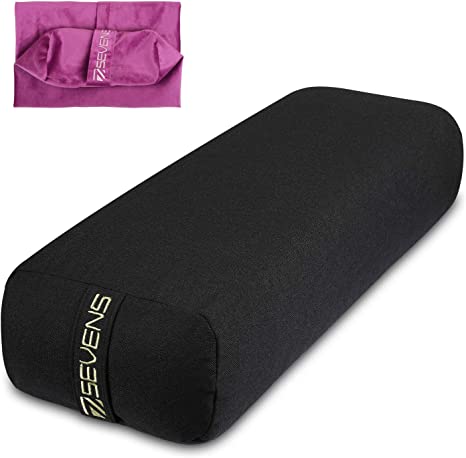 SEVENS Yoga Bolster with 2 Machine Washable Covers Rectangular Portable Yoga Pillow for Meditation and Support Yoga Supportive Bolster for Women and Men Yoga Accessories
