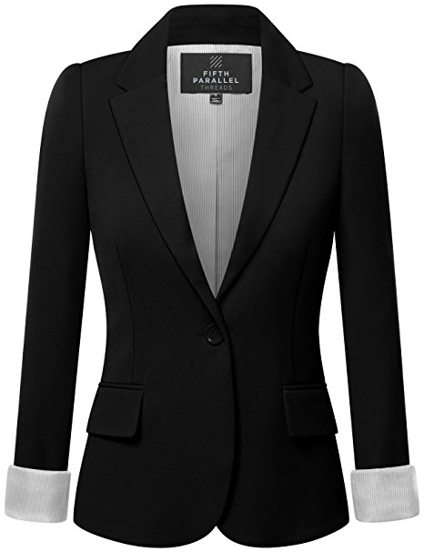 Fifth Parallel Threads FPT Womens' Regular Fit Classic Striped Wrist Lining Blazer