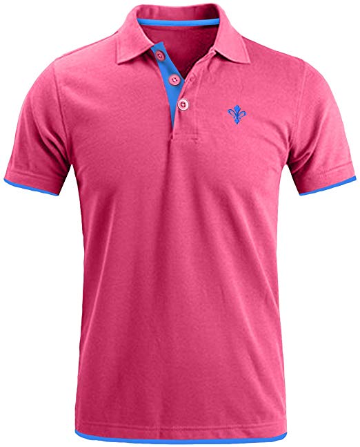 COOFANDY Mens Short Sleeve Polo Shirts Slim Fit Casual Contrast Sports Golf Polo T Shirt