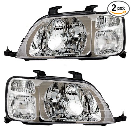 Driver and Passenger Headlights Headlamps Replacement for Honda SUV 33151S10A01 33101S10A01