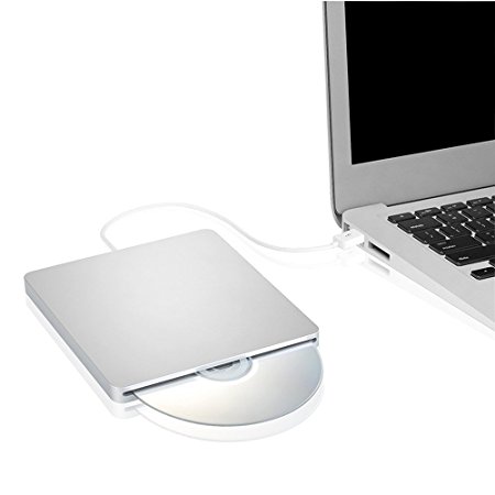 Ploveyy USB External DVD CD Drive Burner Superdrive DVD-R Player for All System 98SE ME 2000 XP Vista Win7 for Apple Mac Macbook Pro/ Air iMac (Silver)