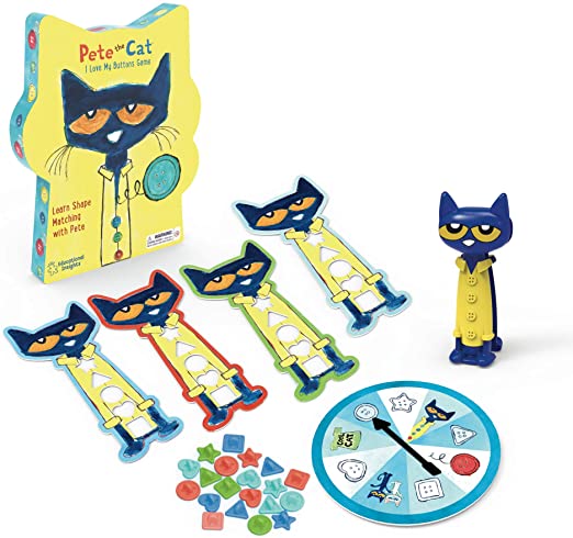 Educational Insights Pete the Cat I Love My Buttons Game - Preschool Shapes Matching Game