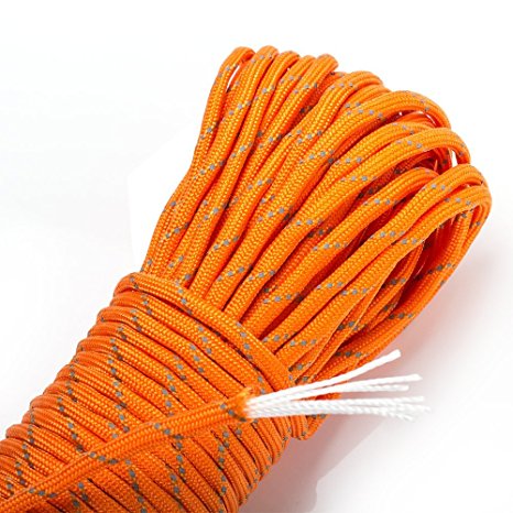 Reflective Cord Multifunctional Parachute Rope for Camping Tent Rock Climbing Outdoor Rescue Fire Escape 100ft
