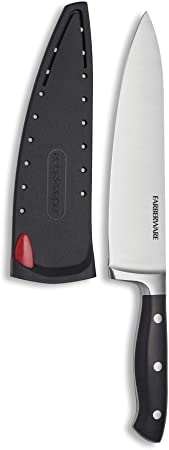 Farberware 5173577 Edgekeeper 8 Inch Forged Triple Riveted Chef Knife with Self-Sharpening Sleeve, Black