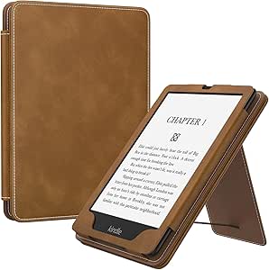 MoKo Case for 7"/6.8" Kindle Paperwhite(12th/11th Generation-2024/2021) and Kindle Colorsoft Signature Edition, Slim PU Shell Cover Case with Auto-Wake/Sleep for Kindle Paperwhite 2024 E-Reader, Brown