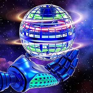 Flying Orb Ball, Hover Ball Hand Controlled Boomerang Ball Spinner Cosmic Globe Flying Orb Magic with RGB Lights Cool Toys Gifts for 6 7 8 9 10  Year Old Boys Girls Teens Toys(Blue)