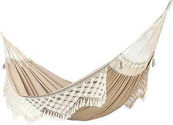 LA SIESTA® - XL King Bossanova Brazilian Hammock - Luxurious Comfort, Organic Cotton Handmade in Brazil - Boho Hammock, Macrame Hammock - Extra-Wide Indoor Hammock Bed for Relaxation - Muscade