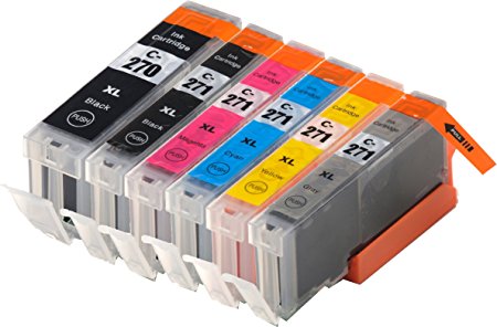 Blake Printing Supply ® 6 Pack Ink Cartridges for Canon 270 270XL 271 271XL Pixma MG7220 1 Small Black, 1 Cyan, 1 Gray, 1 Magenta, 1 Yellow, 1 Big Black