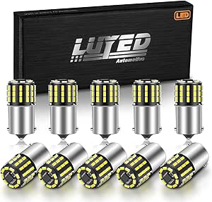 LUYED 1156 LED Bulb 6500K White Super Bright Low Power LED Back Up Reverse Lights,BA15S 1141 1003 7506 P21W LED Replacement for Tail Light,RV Lights,Side Marker Lights,Pack of 10