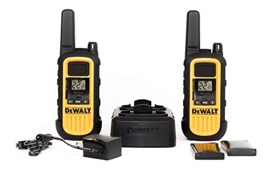 DeWalt DXPMR300 Heavy Duty Professional Walkie Talkie PMR Radio with Up to 10 Floors/8km Range, License Free - Black and Yellow