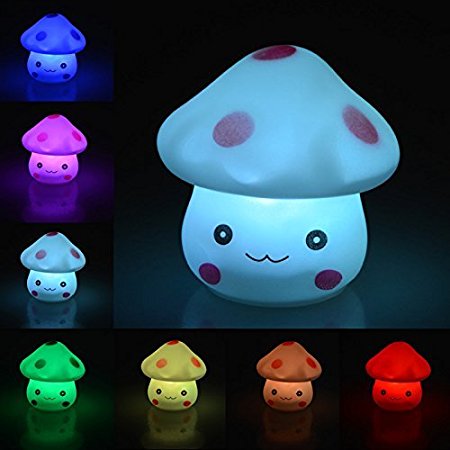 Youpin 7 Color Changing Mushroom Light,LED Novelty Lamp Night Romantic Plastic Cute Lamp For Room Christmas Party Decor