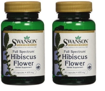 Swanson Premium Full Spectrum Hibiscus Flower 400mg -- 2 Bottles each of 60 Capsules