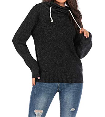 Albe Rita Knit Pullover Sweater for Women Turtleneck Fleece Sweater Novelty Sweater with Turned-Over Collar