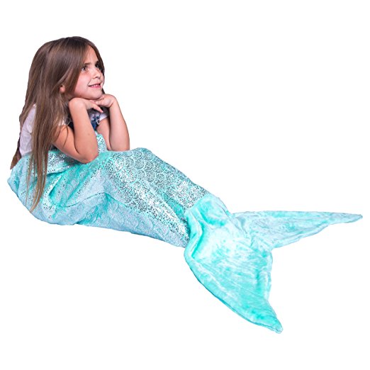 PixieCrush Mermaid Tail Blanket For Teenagers/Adults & Kids Thick, Plush Super Comfy Fleece Snuggle Blanket With Double Stitching, Keep Feet Warm (Small, Shiny Green)