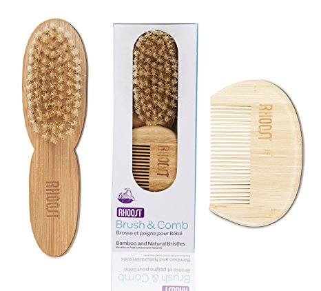 Natural Bamboo Wooden Brush and Comb Set for Baby and Toddler Cradle Cap - Perfect Baby Registry Gift