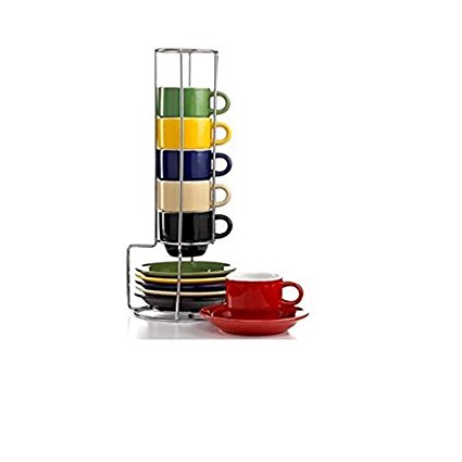 Sensations 13 Piece Espresso set with Metal Rack in Espresso by Gibson Overseas