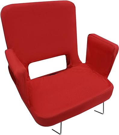 TOPSKY Stadium Seat with Back Support 3 Reclining Positions, Wide Bleacher Seats with 2 Hook Picnic Seat (Red, Regular(Seat 17"))