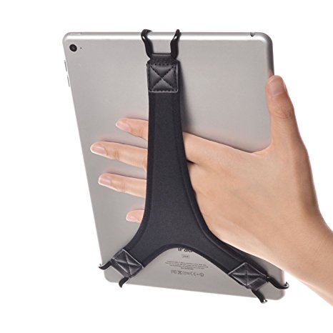 TFY Security Hand Strap Holder Finger Grip for Tablets - iPad Air / iPad Pro 9.7" / iPad 9.7" / Samsung Galaxy Tab 10.1" / Tab 4 10.1" / Tab Pro 10.1" / Tab S 10.5 and More (Black)