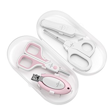 Little Martin’s Baby Nail Care Kit (4 pcs) - 2x Nail Scissors and 1x Nail Clipper with Magnifier - Grooming Manicure Pedicure Set for Newborns Infants Toddlers and Kids - Safe Precise - BPA-Free