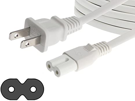 AmazonBasics Replacement Power Cable for PS4 Slim and Xbox One S / X - Pack of 2, 12 Foot Cord, White