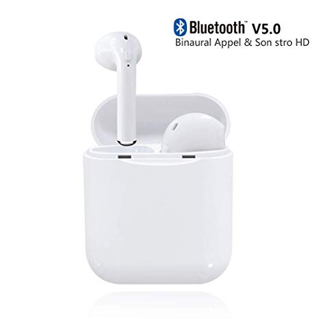 Bluetooth Headset Bluetooth Wireless Headset Sports Bluetooth Headset 3D Stereo, binaural Call, Automatic Charging, Charging Box. Compatible with iPhone Xs Max/XS/XR/X,Suitable for All Kinds of