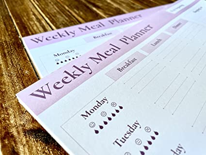A4 Pink Magnetic Meal Planner Pad & Weekly Organiser with Tear Off Shopping List, 52 Pages per pad with Magnets to fix to Your Fridge or Desk Area